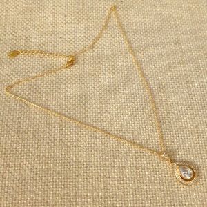 Goldtone cubic zirconia teardrop necklace